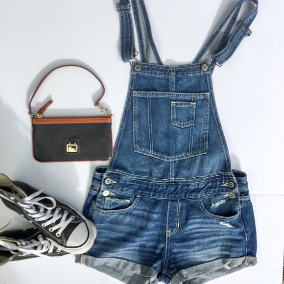 Hollister Denim - Hollister denim jean overall shorts distressed